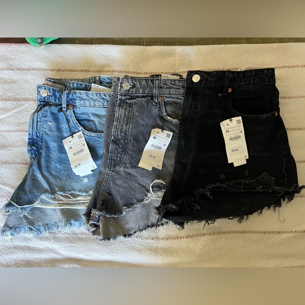 Set of 3 NWT High Rise Zara Denim Shorts